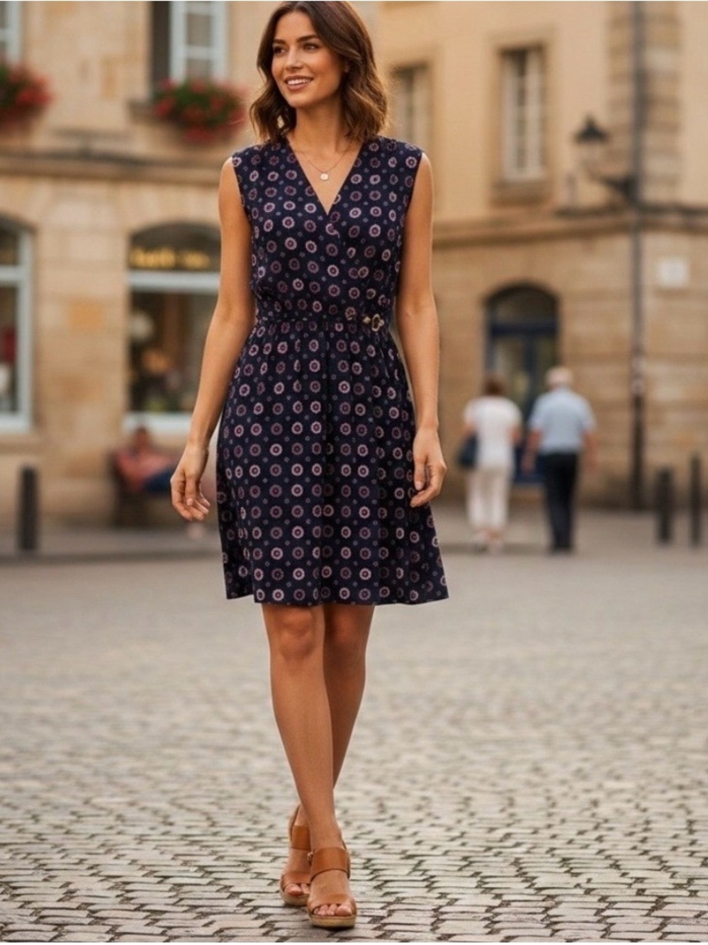 Michael Kors Purple Geometric Faux wrap dress Small